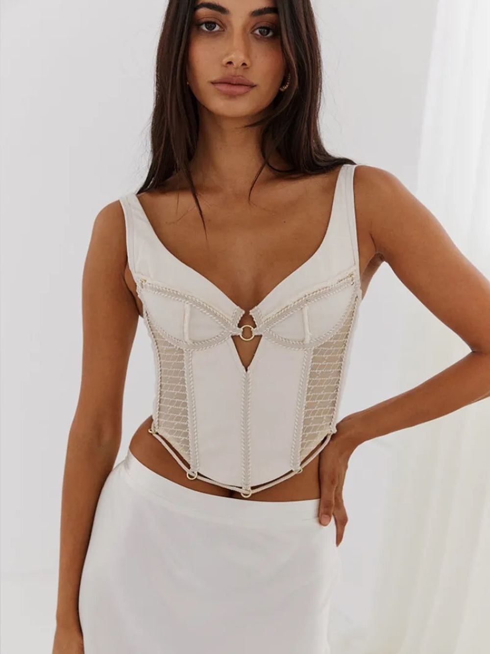 NWT Bydee SMALL Ebony Festival Corset top in Pearl